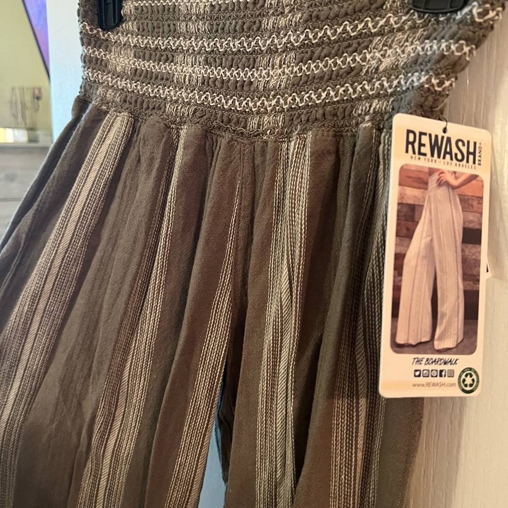 Rewash Army Green Striped Pants